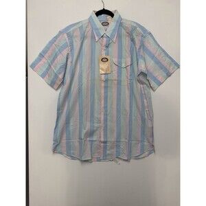 Vintage Izod Lacoste Shirt Mens XL Blue Pink Striped Short Sleeve Made In US NWT